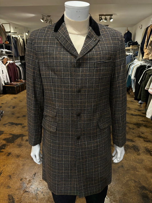 Gabicci Statham Black Prince of Wales Check Overcoat - Front